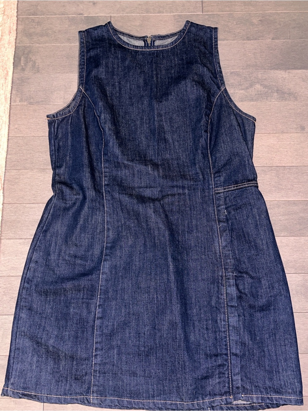 Zara Navy Denim Sleeveless Shift Dress